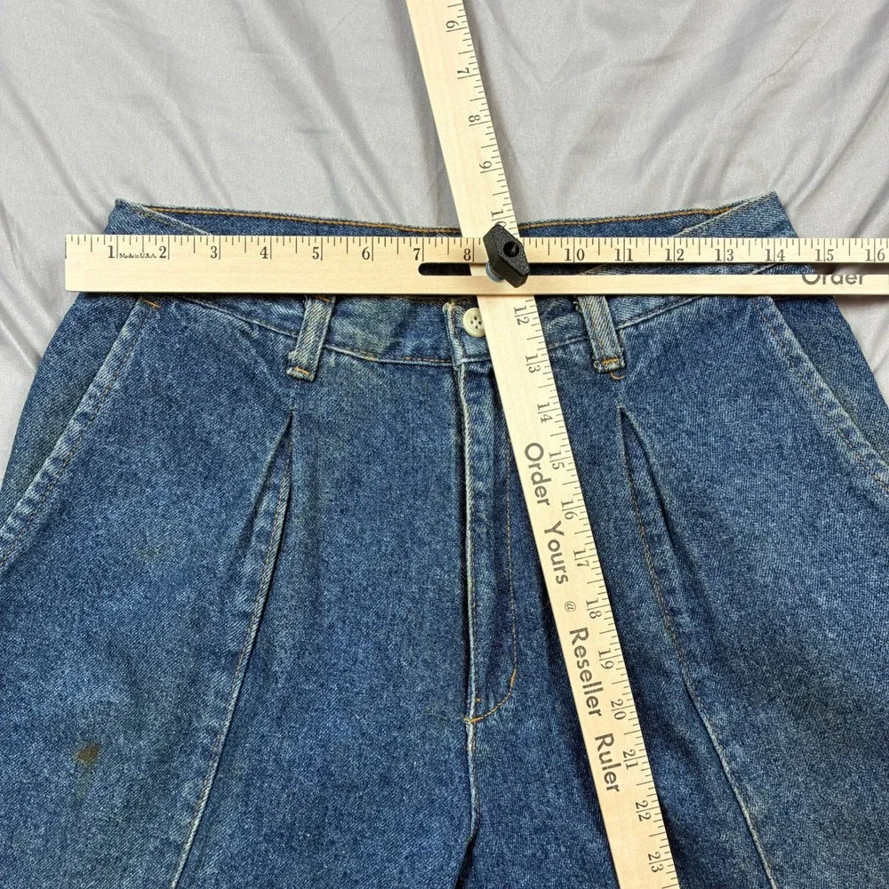 VTG Sasson Pleated Denim Trousers Women 28 x 28 Blue High Waist Tapered USA 80s